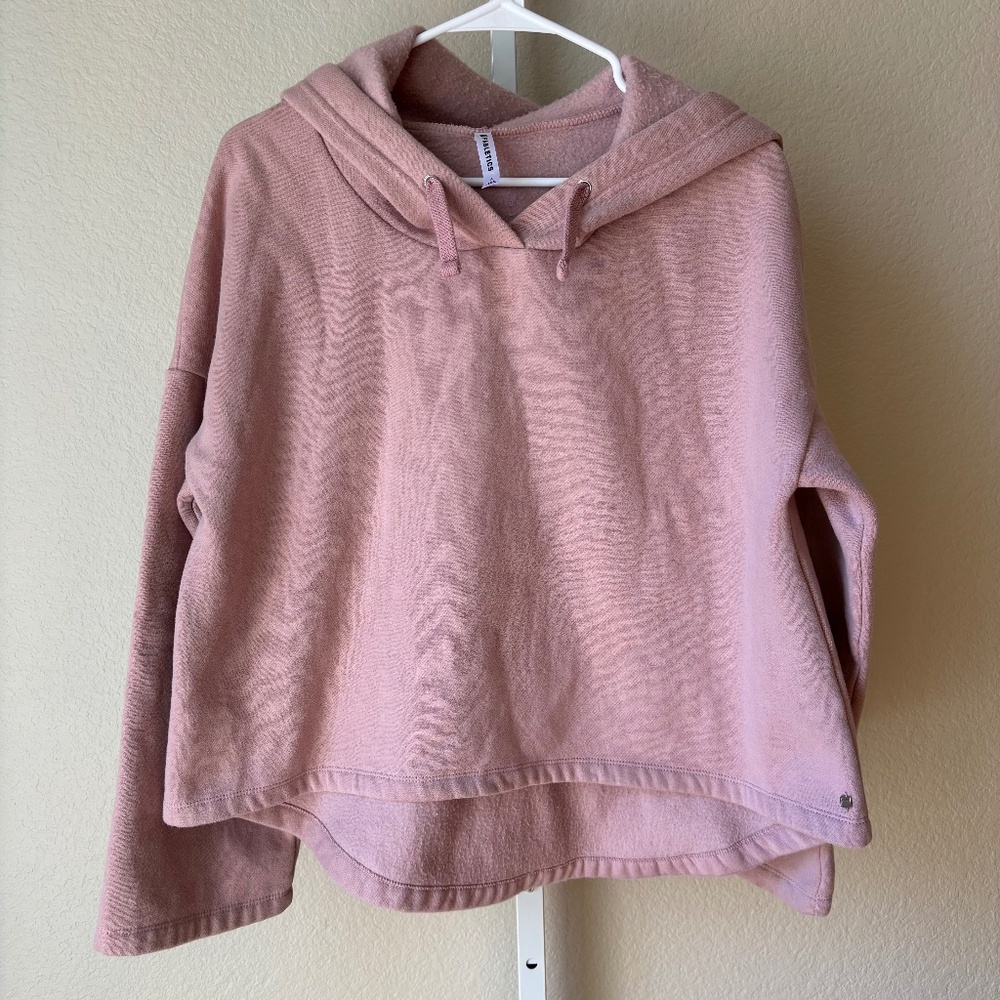 Fabletics Charlie Mauve Pullover Cropped Hoodie Women Small High Low Pink Loose
